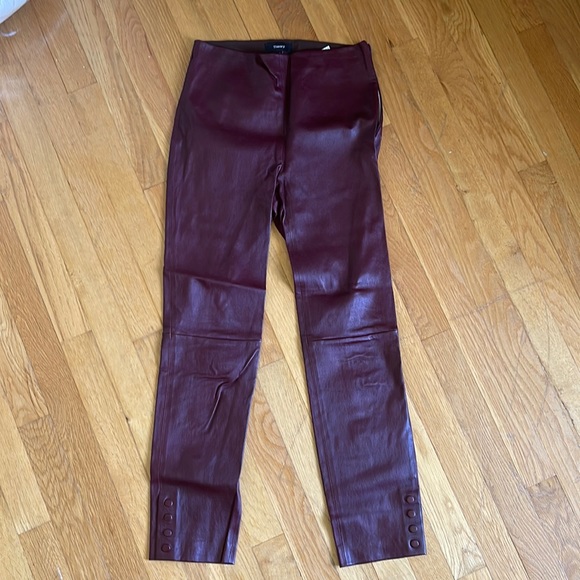 Theory burgundy leather pants